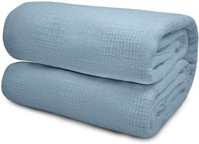 img 4 attached to 🔵 Elaine Karen Deluxe Poly Cotton Thermal Blanket - Extra Soft and Breathable, Cozy and Warm Blankets for All-Season Comfort - Blue Twin Size