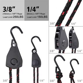 img 3 attached to 🚣 Ayaport Kayak Rope Tie Down Ratchet Straps - Bow and Stern Ratcheting Tie Downs with Rope Hanger - Essential Kayak and Canoe Accessories (3/8" x 14ft)