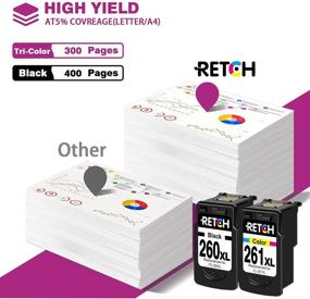 img 2 attached to 🖨️ Высококачественные отремонтированные картриджи RETCH для замены лотка Canon 260XL 261XL PG-260 XL CL-261 XL PG-260 CL-261: совместим с принтерами Canon TS5320 TS6420 TR7020 - включены черный и трехцветные картриджи