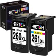 🖨️ high-quality retch remanufactured ink cartridges tray replacement for canon 260xl 261xl pg-260 xl cl-261 xl pg-260 cl-261: compatible with canon ts5320 ts6420 tr7020 printer - black and tri-color cartridges included logo