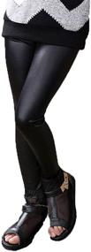 img 4 attached to 👖 Metallic Leather Stretch Leggings for Toddler Girls' Clothing