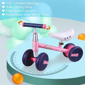 img 3 attached to 🚲 Baby Balance Bike - 12-36 Months Walker Riding Toy with 4 Wheels, Carbon Steel Frame - Toddler First Bicycle for Infants, No Pedal Bike - Ideal Birthday Gift for 1, 2, 3 Year Old Boys and Girls