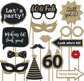 img 4 attached to Premium Pre-Made 60th Birthday Photo Booth Props - Set of 30 - Elegant Black & Gold Selfie Signs - 60th Party Supplies & Decorations - Stunning 60th Bday Designs with Authentic Glitter - No DIY Hassle!