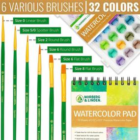 img 2 attached to 🎨 Norberg & Linden Watercolor Paint Set - 36 High-Quality Paints - 12 Page Pad - 6 Brushes - Painting Supplies with Palette, Watercolors, Art Pad Paper and Artist Brushes for Enhanced SEO