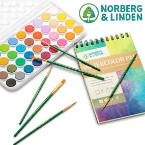 img 1 attached to 🎨 Norberg & Linden Watercolor Paint Set - 36 High-Quality Paints - 12 Page Pad - 6 Brushes - Painting Supplies with Palette, Watercolors, Art Pad Paper and Artist Brushes for Enhanced SEO