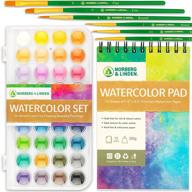 🎨 norberg & linden watercolor paint set - 36 high-quality paints - 12 page pad - 6 brushes - painting supplies with palette, watercolors, art pad paper and artist brushes for enhanced seo logo