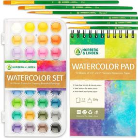 img 4 attached to 🎨 Norberg & Linden Watercolor Paint Set - 36 High-Quality Paints - 12 Page Pad - 6 Brushes - Painting Supplies with Palette, Watercolors, Art Pad Paper and Artist Brushes for Enhanced SEO