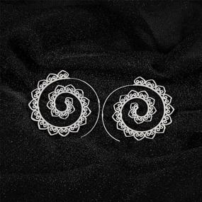 img 2 attached to ANUEVO 14K Gold/Silver Bohemian Spiral Earrings - Vintage Tribal Swirl Hoop Earrings For Women and Girls