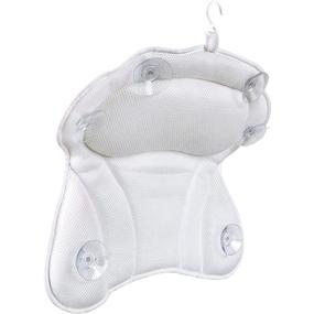 img 2 attached to Подушка для ванны Sierra Concepts - СПА-ванна Эргономическая для ванны, поддержка шеи и головы, подушка-голова - мягкая роскошная 3D-сетка, улучшенные присоски, большая для замачивания, райский.