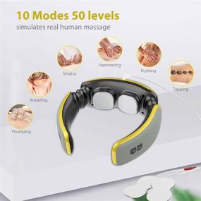 img 3 attached to 🌡️ Ultimate Neck Massager for Pain Relief: Intelligent Massage with Heat - Electric Pulse Therapy for Deep Relaxation - Wireless, Portable and Suitable for Home, Office, and Car