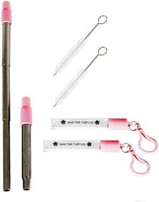 img 2 attached to 🐢 SAVE THE TURTLES: Reusable Telescopic Metal Straw Kit with Keychain and Case - Eco-Friendly Gifts (Pink, 2)