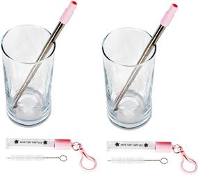 img 1 attached to 🐢 SAVE THE TURTLES: Reusable Telescopic Metal Straw Kit with Keychain and Case - Eco-Friendly Gifts (Pink, 2)