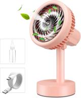 💦 compact usb rechargeable misting fan for home and office - pink, 3 speeds logo