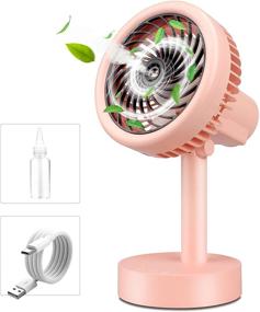 img 4 attached to 💦 Compact USB Rechargeable Misting Fan for Home and Office - Pink, 3 Speeds