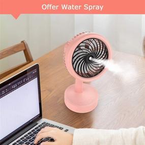 img 2 attached to 💦 Compact USB Rechargeable Misting Fan for Home and Office - Pink, 3 Speeds