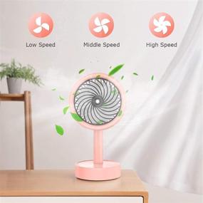 img 3 attached to 💦 Compact USB Rechargeable Misting Fan for Home and Office - Pink, 3 Speeds