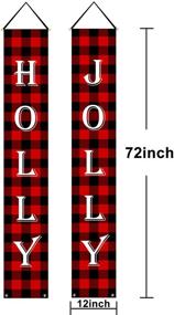 img 3 attached to Whaline Holly & Jolly Red Black Plaid Christmas Porch Sign – Праздничный наружный/внутренний декор для дома