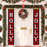 whaline holly & jolly red black plaid christmas porch sign – festive indoor/outdoor holiday home decoration logo