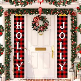 img 4 attached to Whaline Holly & Jolly Red Black Plaid Christmas Porch Sign – Праздничный наружный/внутренний декор для дома