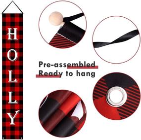 img 2 attached to Whaline Holly & Jolly Red Black Plaid Christmas Porch Sign – Праздничный наружный/внутренний декор для дома