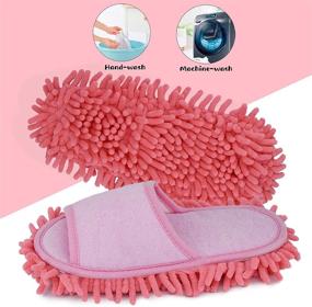 img 3 attached to 👣 Unisex Slipper Floor Cleaning Mop: Convenient Dusting Slippers for Men and Women (Pink, Women 7-10)