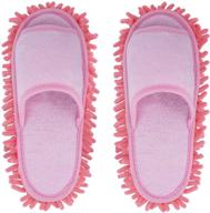 👣 unisex slipper floor cleaning mop: convenient dusting slippers for men and women (pink, women 7-10) logo