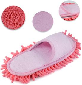 img 2 attached to 👣 Unisex Slipper Floor Cleaning Mop: Convenient Dusting Slippers for Men and Women (Pink, Women 7-10)