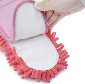 img 1 attached to 👣 Unisex Slipper Floor Cleaning Mop: Convenient Dusting Slippers for Men and Women (Pink, Women 7-10)