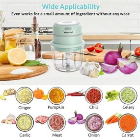 img 1 attached to 🧄 WanHigl Mini Garlic Chopper: Wireless Electric Food Processor, Rechargeable, Portable & Easy to Clean - 300ml Glass Bowl - Ideal for Garlic, Onion, Ginger, Pepper, Spice & Vegetables (Green)