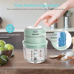 img 3 attached to 🧄 WanHigl Mini Garlic Chopper: Wireless Electric Food Processor, Rechargeable, Portable & Easy to Clean - 300ml Glass Bowl - Ideal for Garlic, Onion, Ginger, Pepper, Spice & Vegetables (Green)