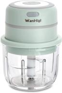 🧄 wanhigl mini garlic chopper: wireless electric food processor, rechargeable, portable & easy to clean - 300ml glass bowl - ideal for garlic, onion, ginger, pepper, spice & vegetables (green) логотип