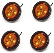 🚛 4-pack novalite 2" round amber led trailer lights, side marker lights with dark amber lens, 3 leds, rubber grommet flush mount, 2-wire pigtail, waterproof for trucks, rvs - universal logo