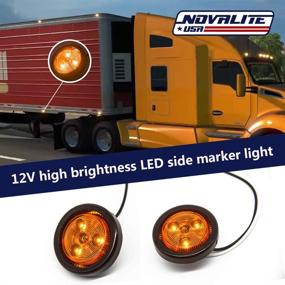 img 1 attached to 🚛 4-Pack NOVALITE 2" Round Amber LED Trailer Lights, Side Marker Lights with Dark Amber Lens, 3 LEDs, Rubber Grommet Flush Mount, 2-Wire Pigtail, Waterproof for Trucks, RVs - Universal