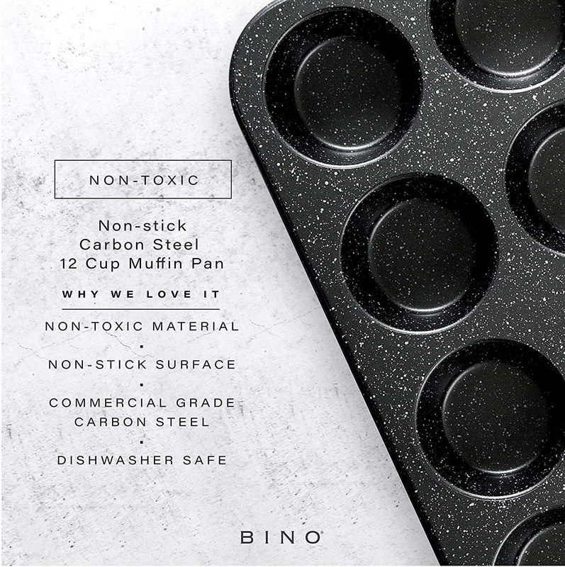 BINO Bakeware Nonstick Cookie Sheet Baking Tray Set 3-Piece - Speckled  Gunmetal | NonStick Baking Pans Set | Carbon Steel Tray Bakeware Sets |  Oven