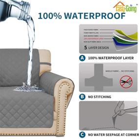img 2 attached to 🛋️ Easy-Going Waterproof Sofa Slipcover in Gray - Non-Slip & Seamless Whole Piece Fabric Furniture Protector for 3 Cushion Couch - Ideal for Pets, Kids, and More