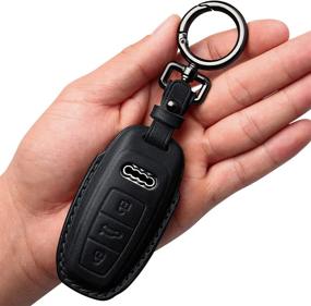 img 4 attached to 🔑 Premium Leather Key Fob Cover for Audi 2019-2021 Models - Keychain Included