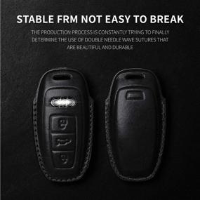 img 2 attached to 🔑 Premium Leather Key Fob Cover for Audi 2019-2021 Models - Keychain Included
