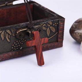 img 3 attached to Handcrafted Sandalwood Necklaces with Wooden Cross Pendant for Men, Women, Boys, and Girls - Perfect for Car Rearview Mirror, Vehicle Décor, and Gift