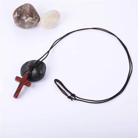 img 2 attached to Handcrafted Sandalwood Necklaces with Wooden Cross Pendant for Men, Women, Boys, and Girls - Perfect for Car Rearview Mirror, Vehicle Décor, and Gift