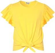 ruffle sleeve shirts t shirts yellow girls' clothing logo