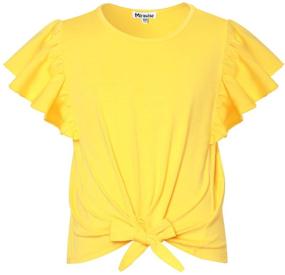 img 4 attached to Ruffle Sleeve Shirts T Shirts Yellow Girls' Clothing