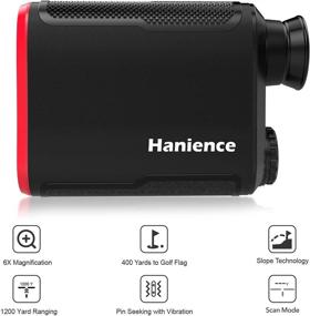 img 2 attached to Hanience Golf Rangefinder with 1200 Yard Range: High Precision Laser Range Finder for Golfing, featuring Pinsensor, Speed, Slope Compensation, and 6X Magnification