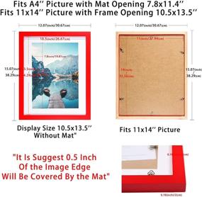 img 2 attached to 🖼️ Red 11x14 Picture Frame – Solid Wood Display Frame with Mat for Wall Hanging or Tabletop Home Decoration (A4) – Wooden Photo Frame (1 Pack) in Stunning Red Color