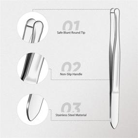 img 3 attached to 💇 Versatile Trio of Stainless Steel Eyebrow Hair Removal Tweezers - Makeup and Cosmetic Tool Set