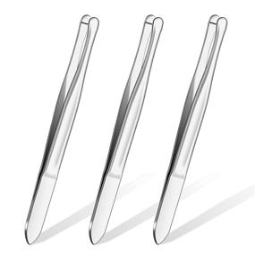 img 4 attached to 💇 Versatile Trio of Stainless Steel Eyebrow Hair Removal Tweezers - Makeup and Cosmetic Tool Set