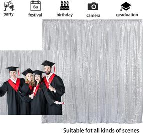 img 2 attached to 🎉 Sparkle Up Your Celebrations: New Year Sequin Silver Curtains-Choose Your Size, 4FT8FT Sparkly Silver Sequin Fabric Photography Backdrop for a Stunning Wedding, Home or Party Fashion Decoration