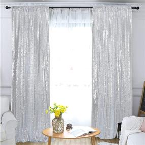 img 4 attached to 🎉 Sparkle Up Your Celebrations: New Year Sequin Silver Curtains-Choose Your Size, 4FT8FT Sparkly Silver Sequin Fabric Photography Backdrop for a Stunning Wedding, Home or Party Fashion Decoration