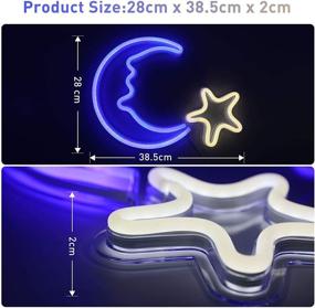 img 3 attached to 🌙 Moon Star Neon Sign – 19.5 x 5 Inch Acrylic Board Blue & Warm White LED Light – Perfect Art LED Wall Sign for Children's Bedroom, Baby Nursery Room, Party, and Christmas Décor