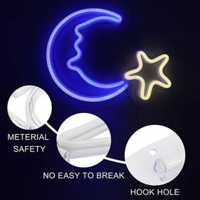 img 2 attached to 🌙 Moon Star Neon Sign – 19.5 x 5 Inch Acrylic Board Blue & Warm White LED Light – Perfect Art LED Wall Sign for Children's Bedroom, Baby Nursery Room, Party, and Christmas Décor