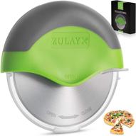 🍕 zulay handheld pizza cutter wheel - effortlessly slice pizza with razor sharp stainless steel blade, protective guard, slip resistant handle, and convenient cover logo